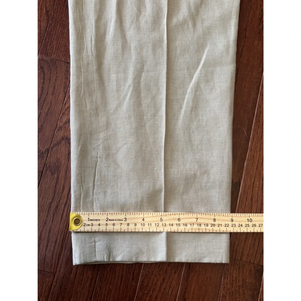 JJ Farmer 32x33 Pleated Cotton Linen Blend Trousers Beige Khaki Cuffed Pants